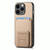 For iPhone 15 Pro Carbon Fiber Card Bag Fold Stand Phone Case(Khaki)