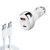 YSY-312PD QC3.0 18W USB + PD 20W USB-C / Type-C Car Charger with Type-C to Type-C Data Cable(White)