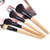 24 PCS Horse Hair Wooden Handle Cosmetic Brush Set with Black Leather Bag