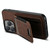 For iPhone 15 Suteni H03 Litchi Leather Card Bag Stand Back Phone Case(Brown)