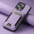 For iPhone 14 Pro Suteni H03 Litchi Leather Card Bag Stand Back Phone Case(Purple)