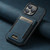 For iPhone 15 Suteni H03 Litchi Leather Card Bag Stand Back Phone Case(Blue)