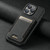 For iPhone 12 Pro Max Suteni H03 Litchi Leather Card Bag Stand Back Phone Case(Black)