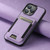 For iPhone 13 Pro Max Suteni H03 Litchi Leather Card Bag Stand Back Phone Case(Purple)