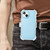 For iPhone 12 Frosted PC+TPU Phone Case with Back Clip(Sky Blue)