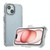 For iPhone 15 Frosted PC+TPU Phone Case with Back Clip(Transparent Blue)