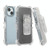 For iPhone 12 Frosted PC+TPU Phone Case with Back Clip(Transparent Blue)