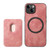 For iPhone 15 Pro Max Retro Leather Card Bag Magnetic Phone Case(Pink)