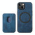 For iPhone 15 Retro Leather Card Bag Magnetic Phone Case(Blue)