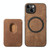 For iPhone 15 Pro Retro Leather Card Bag Magnetic Phone Case(Brown)