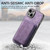 For iPhone 15 Retro Leather Card Bag Magnetic Phone Case(Purple)