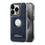 For iPhone 15 Pro Y3 Electroplated Fine Hole Leather Phone Case with Holder(Navy Blue)