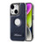 For iPhone 14 Y3 Electroplated Fine Hole Leather Phone Case with Holder(Navy Blue)