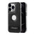For iPhone 12 Pro Max Y3 Electroplated Fine Hole Leather Phone Case with Holder(Black)