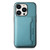 For iPhone 14 Pro Denior Cowhide Texture Leather MagSafe Detachable Wallet Phone Case(Blue)