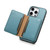 For iPhone 15 Pro Denior Cowhide Texture Leather MagSafe Detachable Wallet Phone Case(Blue)