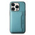 For iPhone 13 Denior Cowhide Texture Leather MagSafe Detachable Wallet Phone Case(Blue)