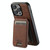 For iPhone 14 Suteni H17 Litchi Texture Leather MagSafe Detachable Wallet Phone Case(Brown)