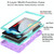 For iPad 10.2 2021 / 2020 / 2019 X Rotation PC Hybrid Silicone Tablet Case with Strap(Purple Cyan)