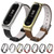 Mijobs Screwless Metal Case PU Leather Watch Band for Xiaomi Mi Band 3 & 4 & 5 & 6, Host not Included