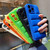 For iPhone 14 Fine Hole Eiderdown Airbag Phone Case(Orange)