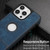 For iPhone 14 Pro Splicing Sewing Hollow Cutout PU Phone Case(Blue)