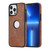 For iPhone 13 Pro Max Splicing Sewing Hollow Cutout PU Phone Case(Brown)