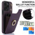 For iPhone 14 Plus YM005 Skin Feel Card Bag Phone Case with Long Lanyard(Dark Purple)