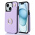 For iPhone 15 Plus YM005 Skin Feel Card Bag Phone Case with Long Lanyard(Light Purple)