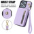 For iPhone 14 Plus YM006 Skin Feel Zipper Card Bag Phone Case with Dual Lanyard(Light Purple)