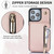 For iPhone 13 Pro YM006 Skin Feel Zipper Card Bag Phone Case with Dual Lanyard(Rose Gold)