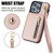 For iPhone 15 Pro Max YM006 Skin Feel Zipper Card Bag Phone Case with Dual Lanyard(Rose Gold)