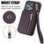 For iPhone 15 Pro YM006 Skin Feel Zipper Card Bag Phone Case with Dual Lanyard(Dark Purple)