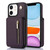 For iPhone 11 YM006 Skin Feel Zipper Card Bag Phone Case with Dual Lanyard(Dark Purple)