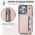 For iPhone 11 Pro Max YM006 Skin Feel Zipper Card Bag Phone Case with Dual Lanyard(Rose Gold)