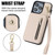 For iPhone 11 YM006 Skin Feel Zipper Card Bag Phone Case with Dual Lanyard(Apricot)