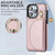 For iPhone 13 Pro Max YM006 Ring Holder Card Bag Skin Feel Phone Case(Rose Gold)