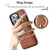 For iPhone 13 Pro Max YM006 Ring Holder Card Bag Skin Feel Phone Case(Brown)