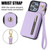 For iPhone X / XS YM006 Skin Feel Zipper Card Bag Phone Case with Dual Lanyard(Light Purple)