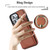 For iPhone 13 Pro YM006 Ring Holder Card Bag Skin Feel Phone Case(Brown)