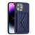For iPhone 15 Pro Rhombic Texture Card Bag RFID Phone Case with Long Lanyard(Dark Purple)