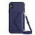 For iPhone XS / X Rhombic Texture Card Bag RFID Phone Case with Long Lanyard(Dark Purple)