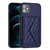 For iPhone 12 Rhombic Texture Card Bag RFID Phone Case with Long Lanyard(Dark Purple)