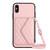 For iPhone XS / X Rhombic Texture Card Bag RFID Phone Case with Long Lanyard(Rose Gold)