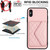 For iPhone XS / X Rhombic Texture Card Bag RFID Phone Case with Long Lanyard(Rose Gold)