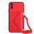 For iPhone XS Max Rhombic Texture Card Bag RFID Phone Case with Long Lanyard(Red)