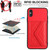 For iPhone XS Max Rhombic Texture Card Bag RFID Phone Case with Long Lanyard(Red)