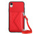 For iPhone XR Rhombic Texture Card Bag RFID Phone Case with Long Lanyard(Red)
