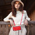 For iPhone XR Rhombic Texture Card Bag RFID Phone Case with Long Lanyard(Red)