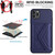 For iPhone 11 Pro Max Rhombic Texture Card Bag RFID Phone Case with Long Lanyard(Dark Purple)